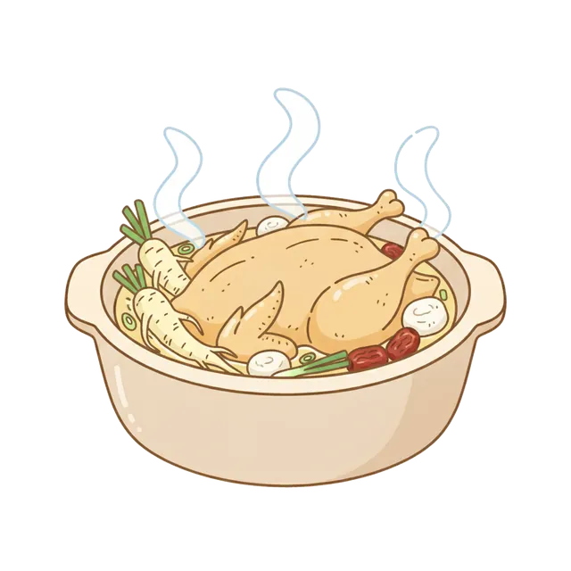 韓国の参鶏湯、삼계탕のイラスト