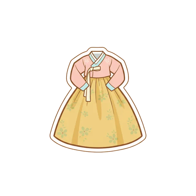 Illustration of 한복, traditional Korean dress